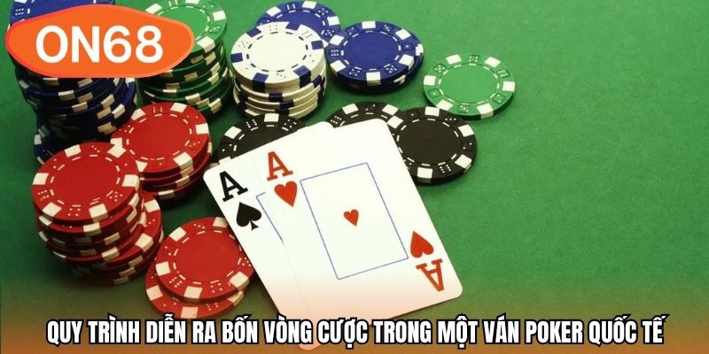 Quy trình diễn ra bốn vòng cược trong một ván poker quốc tế